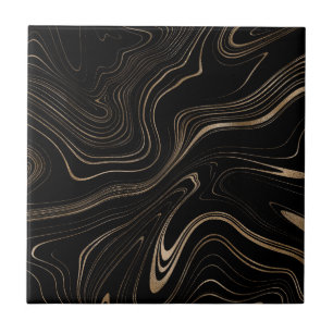 Elegant Black och Guld Marble Mönster Aestetic Kakelplatta