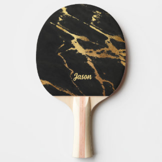 Elegant Black och Guld Marble Titta Pingisracket