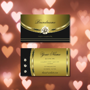 Elegant Black och Guld med Luxuriga Rhinestoner Visitkort