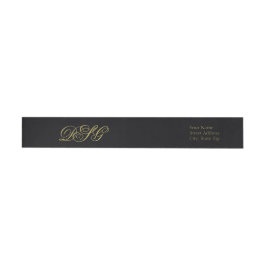 Elegant Black och Guld Monogram Etikettband