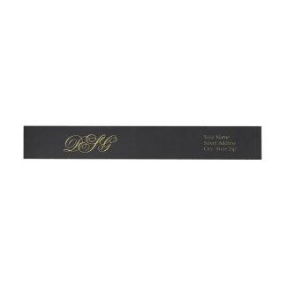 Elegant Black och Guld Monogram Etikettband