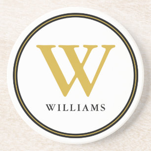 Elegant Black och Guld Monogram första Namn Underlägg