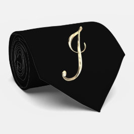 Elegant Black och Guld Monogram J Snyggt Slips