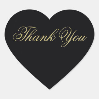 Elegant Black och Guld Monogram Tack Hjärtformat Klistermärke