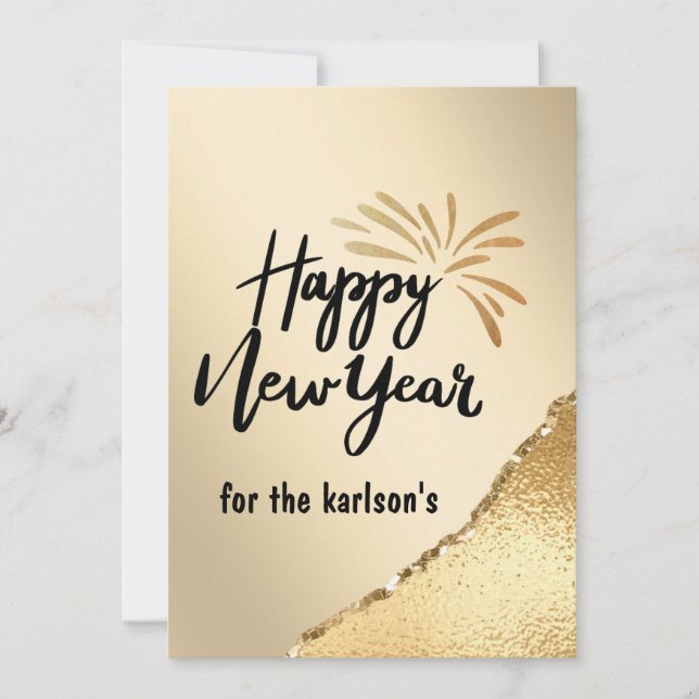 ELEGANT BLACK OCH GULD NYTT ÅRSKORT HELGDAG JULKORT (Framsida)
