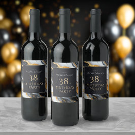 Elegant Black och Guld oavsett Födelsedagsfest Vinflaska Etikett