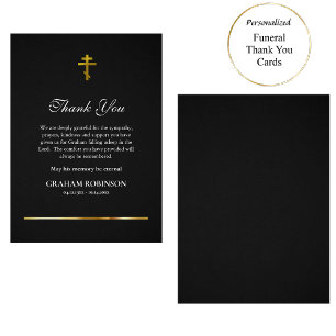 Elegant Black och Guld ortodox Christian Memorial Tack Kort