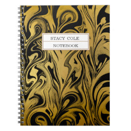Elegant Black och Guld Paint Namn Personlig Anteckningsbok