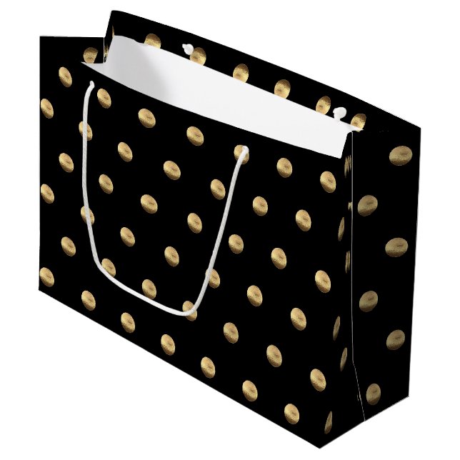 Elegant Black och Guld Polka dots Mönster (Framsidan Vinklad)