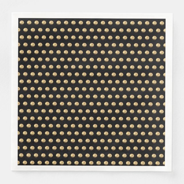 Elegant Black och Guld Polka dots Mönster Chicen Pappersservett (Framsida)