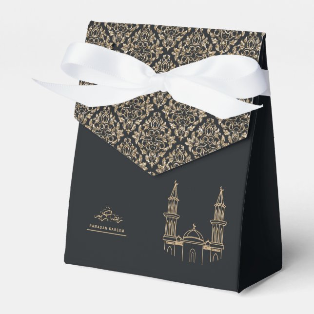 Elegant Black och Guld Ramadan Kareem Gift Box Presentaskar (Framsidan Sidan)