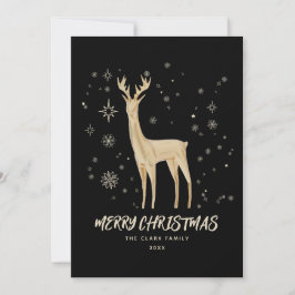 Elegant Black och Guld Reindeer God jul Julkort