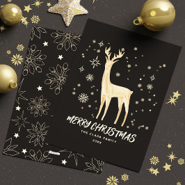 Elegant Black och Guld Reindeer God jul Julkort