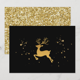 Elegant Black och Guld Rudolph jul Inbjudningar