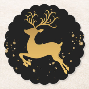 Elegant Black och Guld Rudolph Underlägg Papper