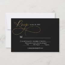 Elegant Black och Guld Script Calligraphy Bröllop