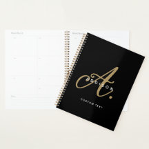 Elegant Black och Guld Script Monogram