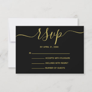 Elegant Black och Guld Script OSA kort