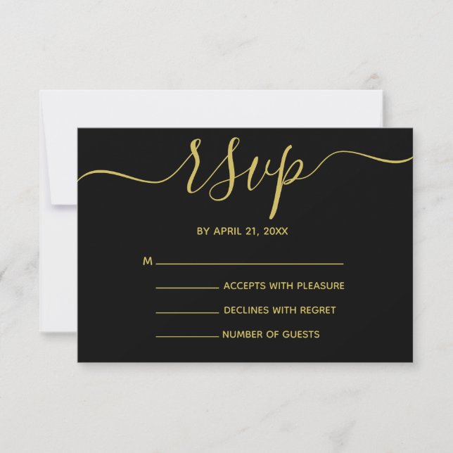Elegant Black och Guld Script OSA kort (Framsida)