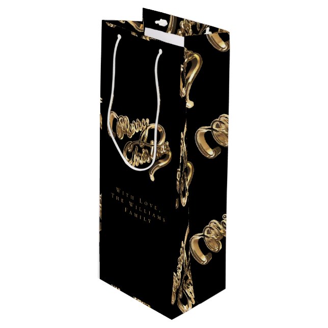Elegant Black och Guld Search Script God jul (Framsidan Vinklad)