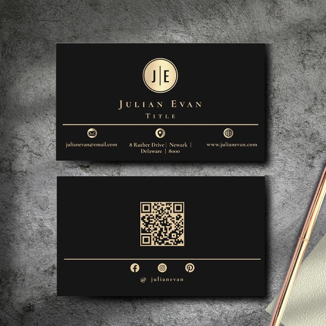 Elegant Black och Guld Shiny Modern Monogram Visitkort (elegant-black-and-gold-shiny-modern-monogram-business-card.jpg)