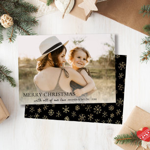 Elegant Black och Guld Snowflake-jul Julkort