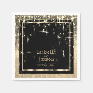 Elegant Black och Guld Starlight Bröllop Pappersservett