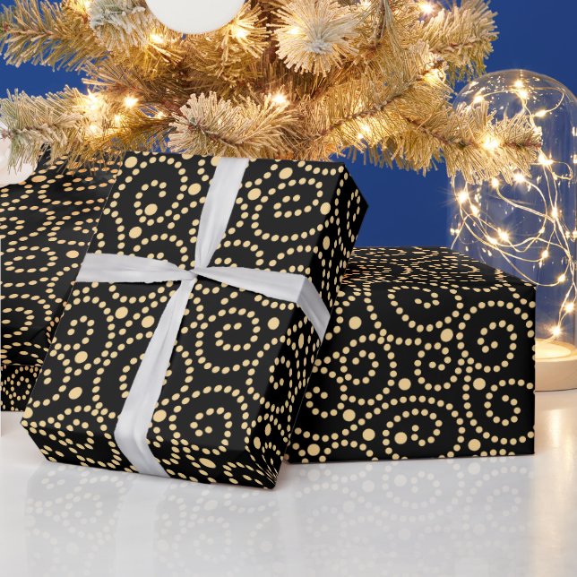Elegant Black och Guld Swirls Mönster Presentpapper (Helgdagar)
