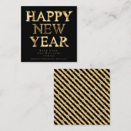 Elegant Black och Guld Titta Gott nytt år Fyrkantigt Visitkort