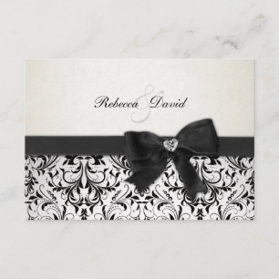 Elegant Black och Ivory Damask med diamant OSA Kort
