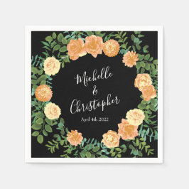 Elegant Black och Peach Ro Bröllop Pappersservett