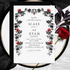 Elegant Black och Red Victorian Gothic Bröllop Inbjudningar