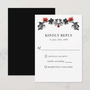 Elegant Black och Red Victorian Gothic Bröllop OSA Kort