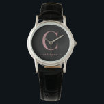 Elegant Black och Ro Guld Monogram Calligraphy Armbandsur<br><div class="desc">Chic Elegant Rosa ros Guld Monogram-skript på en chic Black Watch. Enkel att anpassa med din egen namn och information. Perfekt för din lyxlivsstil! Kontakta oss på cedarandstring@gmail.com om du behöver hjälp med designen eller matchande produkter.</div>