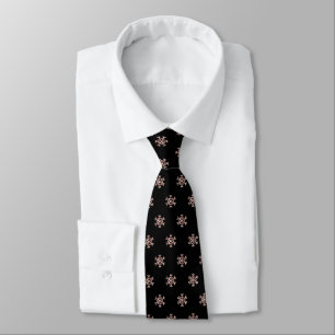 Elegant Black och Ro Guld Snöflingor Monogrammed Slips