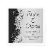 Elegant Black och Silver Blommigt Bröllop