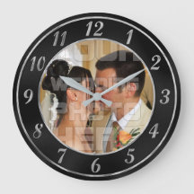 Elegant Black och Silver Bröllop Photo Clock