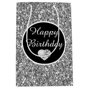 Elegant Black och Silver Glitter födelsedag