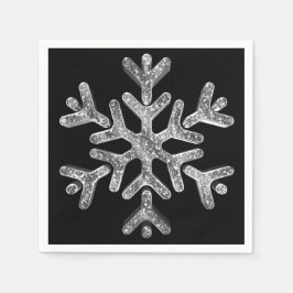 Elegant Black och Silver Snowflake jul Party Pappersservett