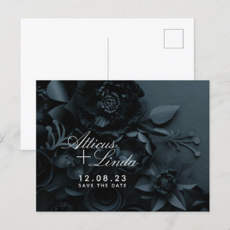 Elegant Black och Silver Spara datumkort Meddelande Vykort