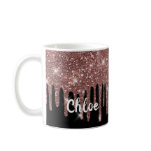 Elegant Black och Vit ros Guld Faux Glitter 