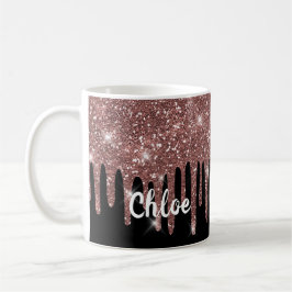 Elegant Black och Vit ros Guld Faux Glitter  Kaffemugg