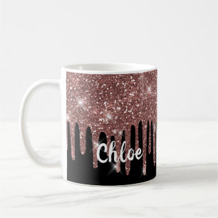 Elegant Black och Vit ros Guld Faux Glitter Kaffemugg