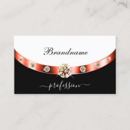 Elegant Black och Vit ros Guld med Monogram Visitkort