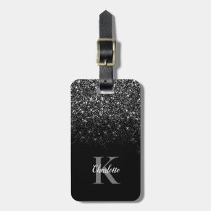 Elegant Black Ombre Glitter Bagagebricka