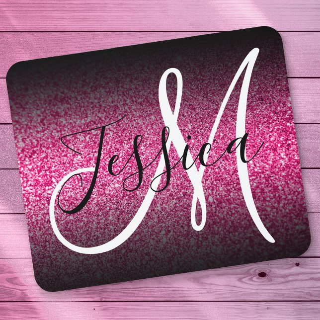 Elegant Black Ombre Shock rosa Monogram Musmatta (Skapare uppladdad)