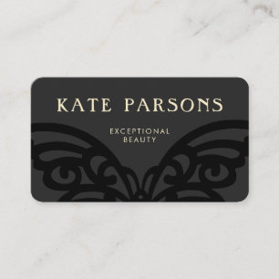 Elegant Black on Black Butterfly Visitkort
