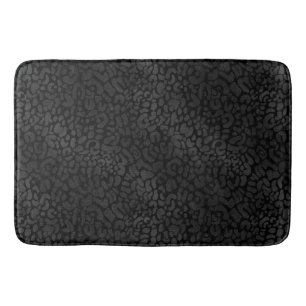 Elegant Black on Black Leopard Animal Print Badrumsmatta