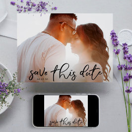 Elegant Black Onyx Photo Classic Calligraphy Spara Datumet