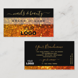 Elegant Black Orange Guld Gnistra Glitter Lägg til Visitkort